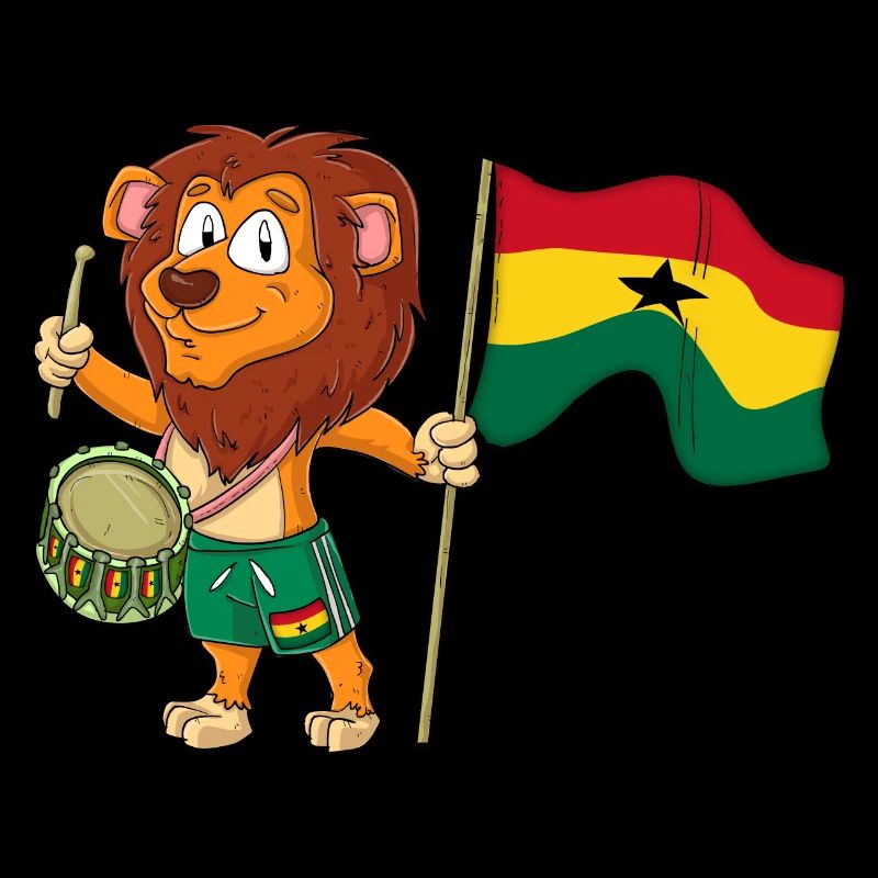 Lion avec le drapeau du Ghana