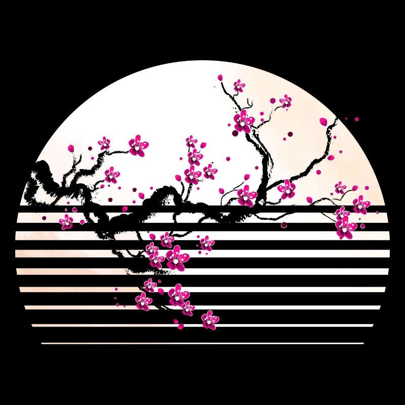 Cherry Blossom Japanese Retro Tree Sakura