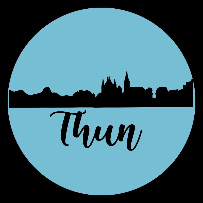 thun,skyline,graffiti, scherenschnitt,blau,schweiz