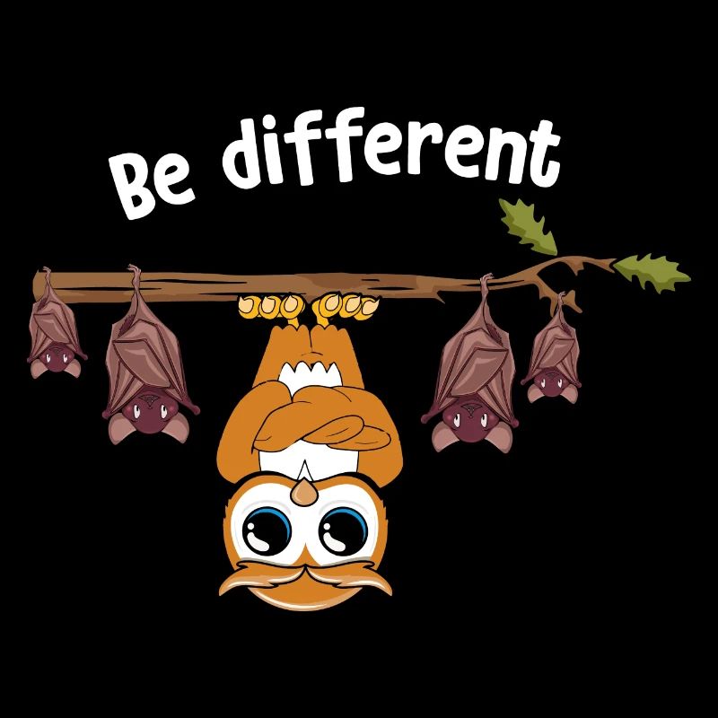 Be Different Sei Anders Eule mit Fledermäusen