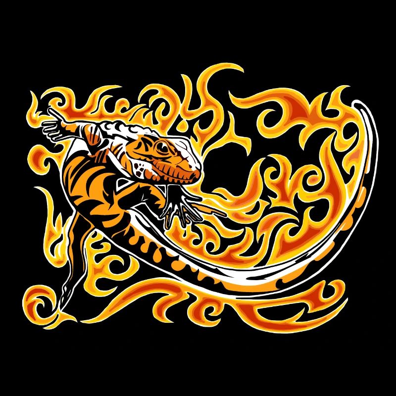 petit caiman rouge et feu