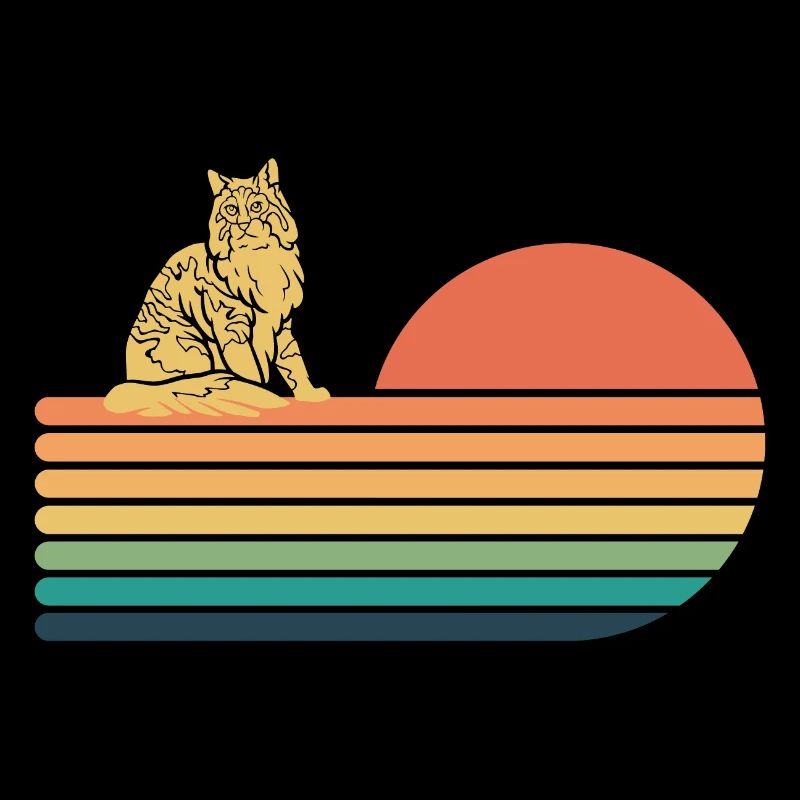 Maine Coon Cat Retro Vintage