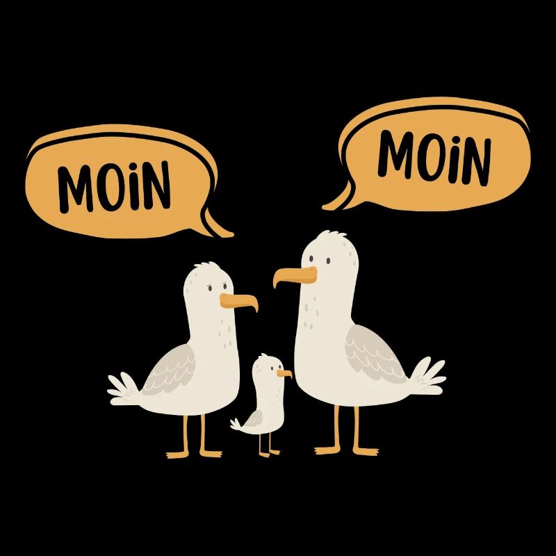 Bonjour salutation drôle mouettes design