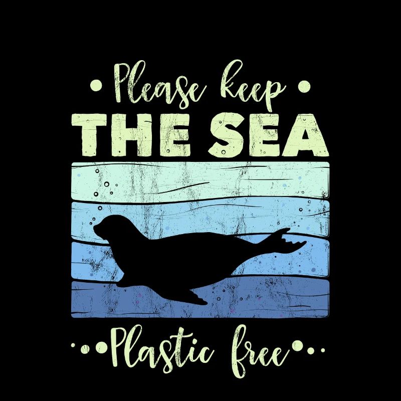 Seal Please Keep The Sea Plastic Free - Retro