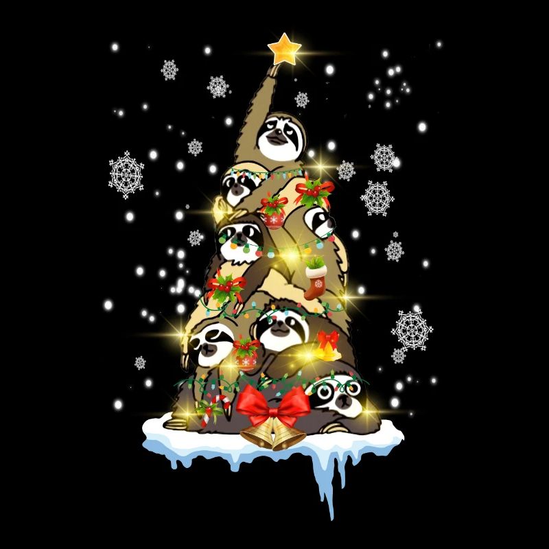 Christmas Sloth Pine Tree Funny Sloth Lovers