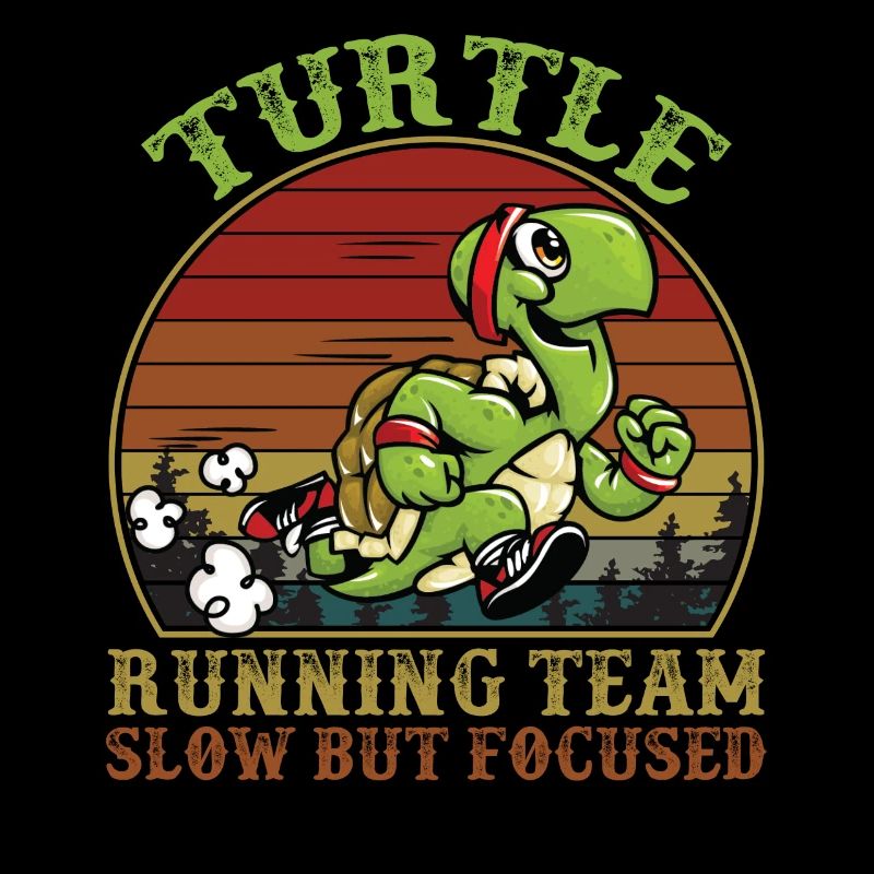 Turtle Running Team Slow But Focused Funny T Shirt
