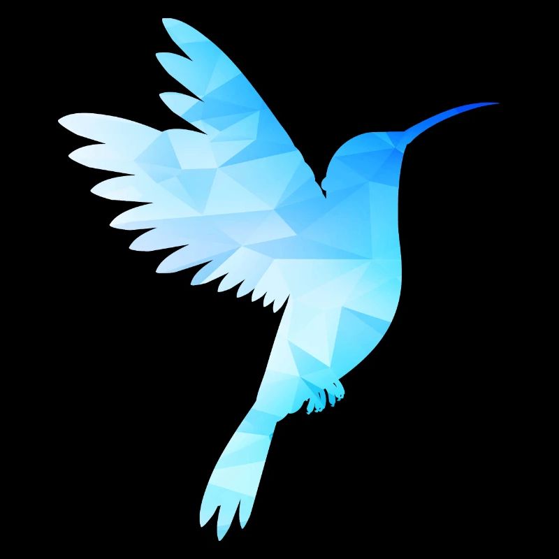 Kolibri weiß blau Vogel low poly fliegt exotisch