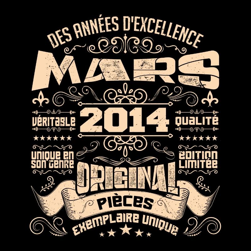 Anniversaire Vintage Né(e) en Mars 2014