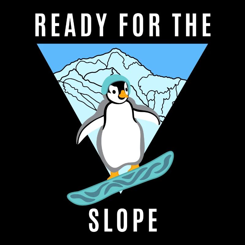 Snowboard Penguin, Slope, Winter, Mountains, Funny