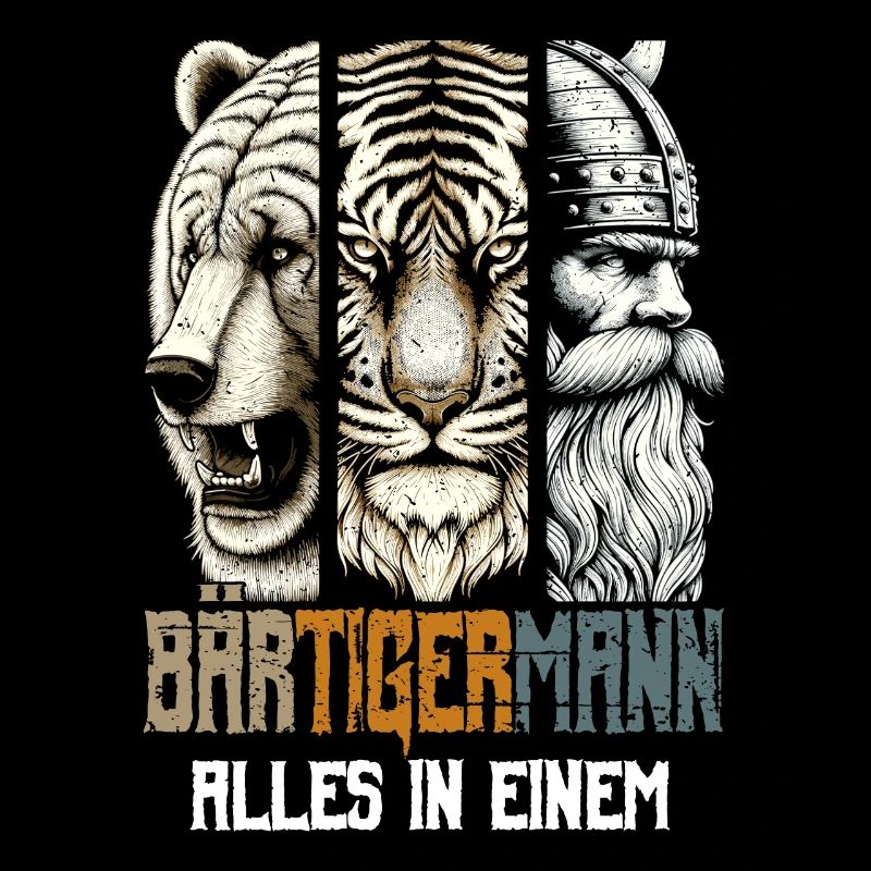 Bärtigermann Bär Tiger Mann Geschenk Bart Sprüche