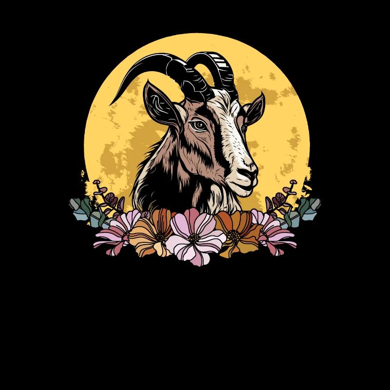 Ziege Wilde Blumen Floral Moon
