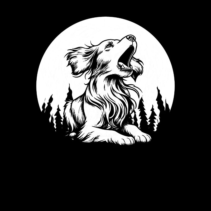 Brittany Spaniel Moon Howling