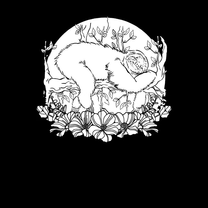 Sloth Wild Flowers Floral Moon