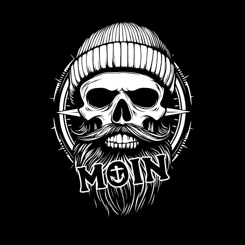 Moin - Totenkopf mit Bart - Seemann Geschenk
