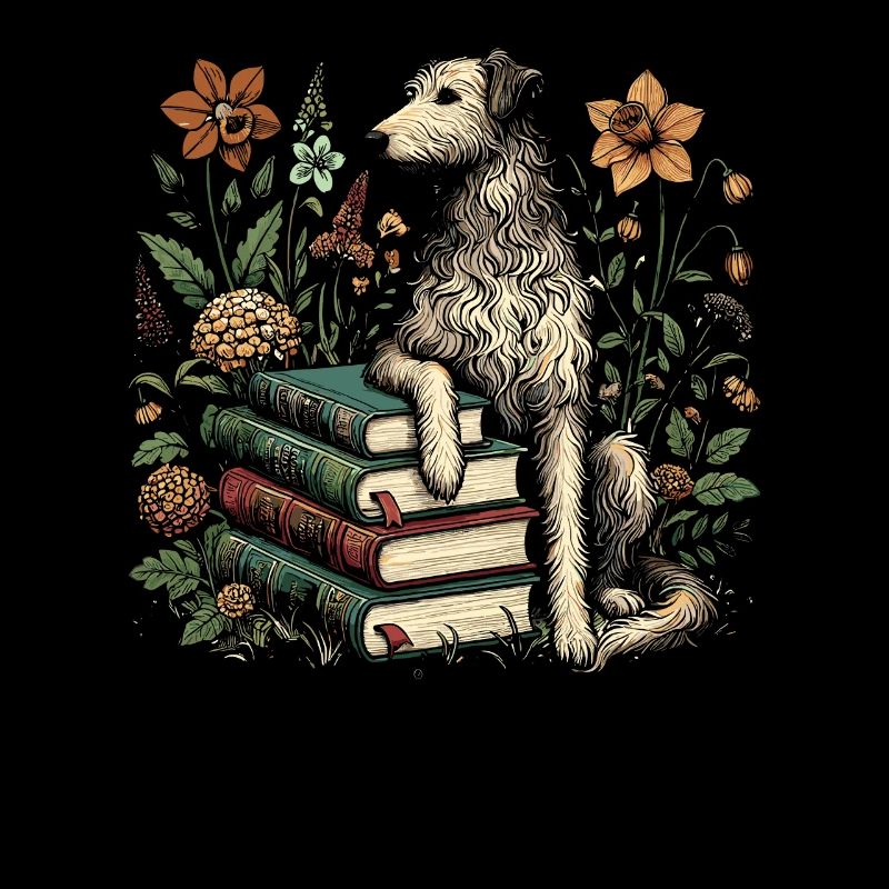 Lecteur de livre de fleurs Irish Wolfhound