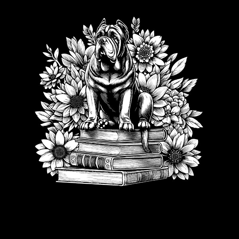 Cane Corso Flower Book Reader Floral Cottagecore