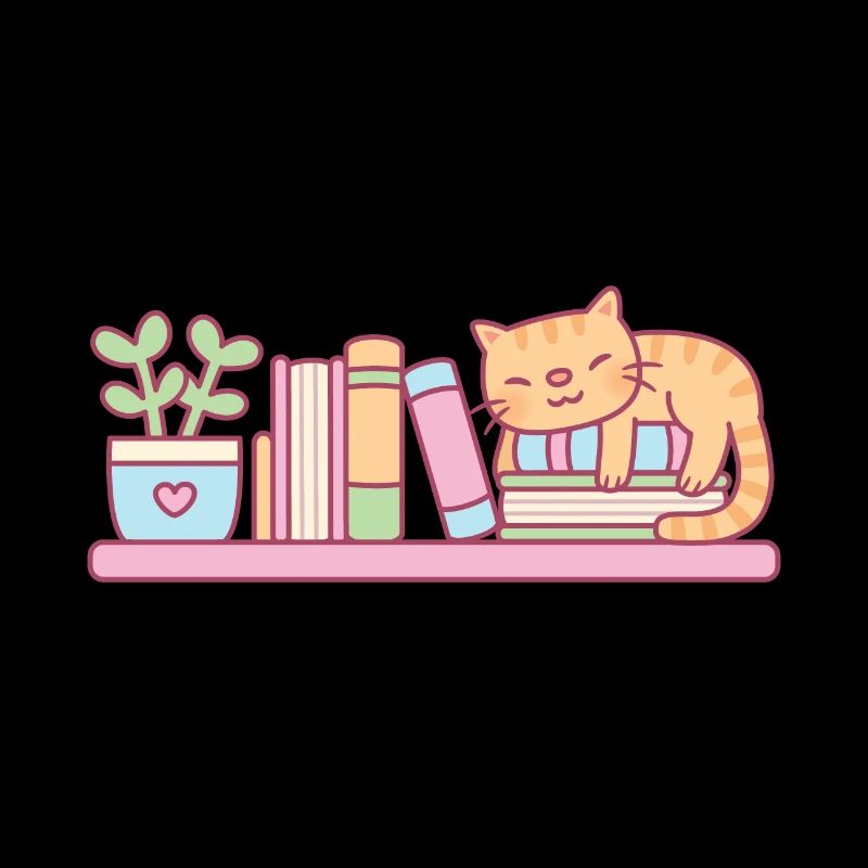 Books, Plants And Cat