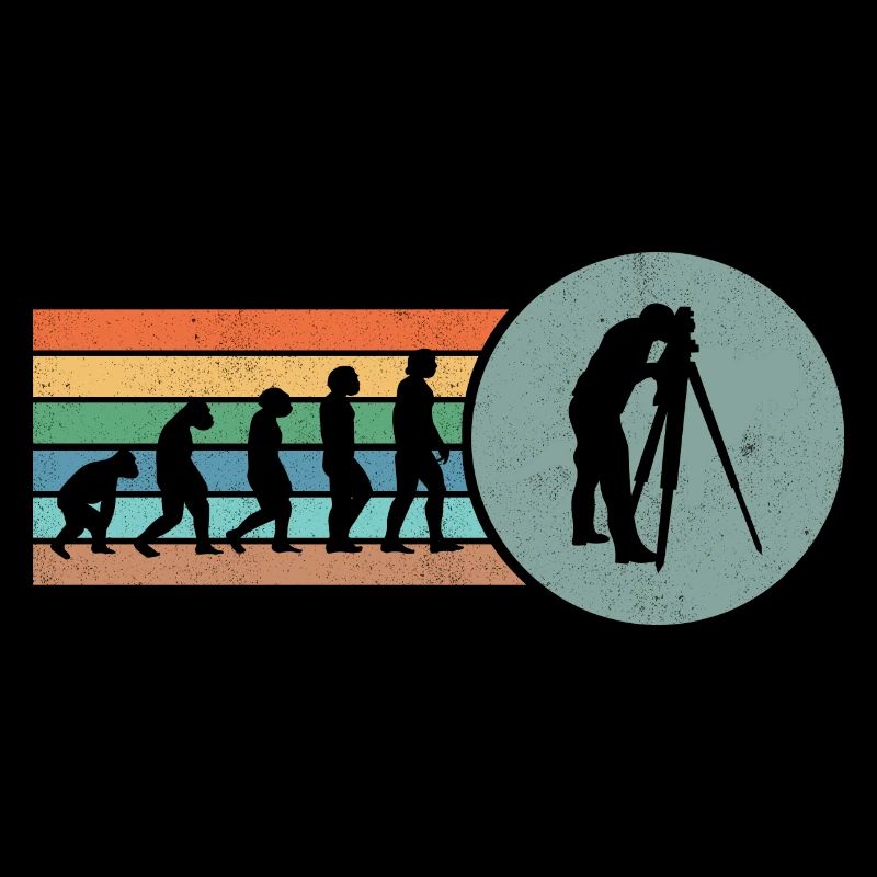 Retro Land Surveying Human Evolution Engineer Land