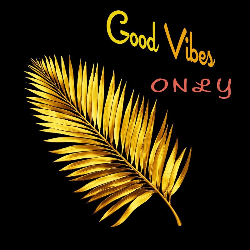 Feuille de palmier dorée « Good vibes only »