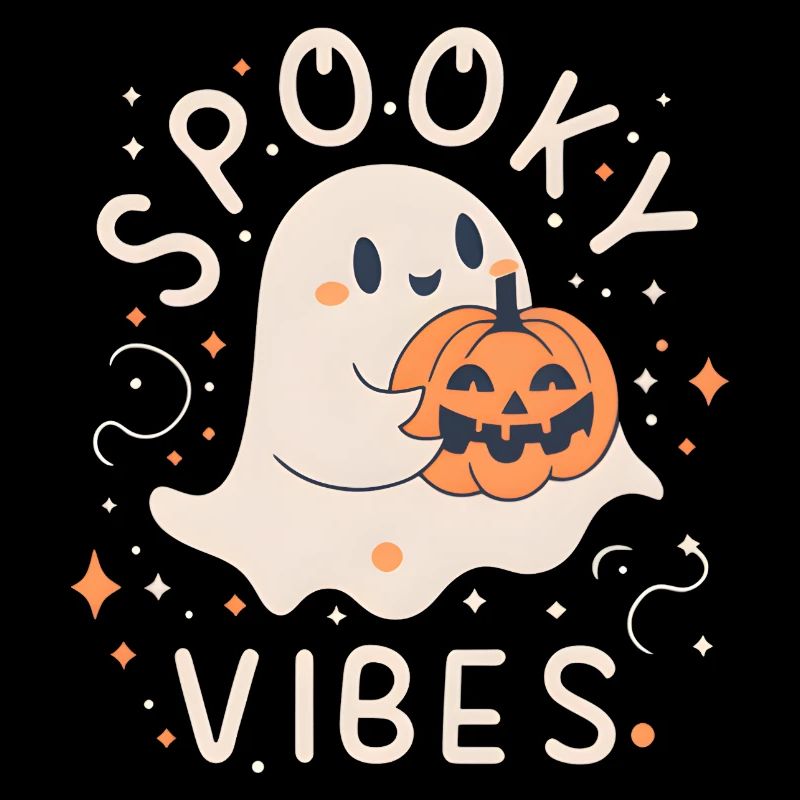 Spooky Vibes halloween ghost with pumpkin