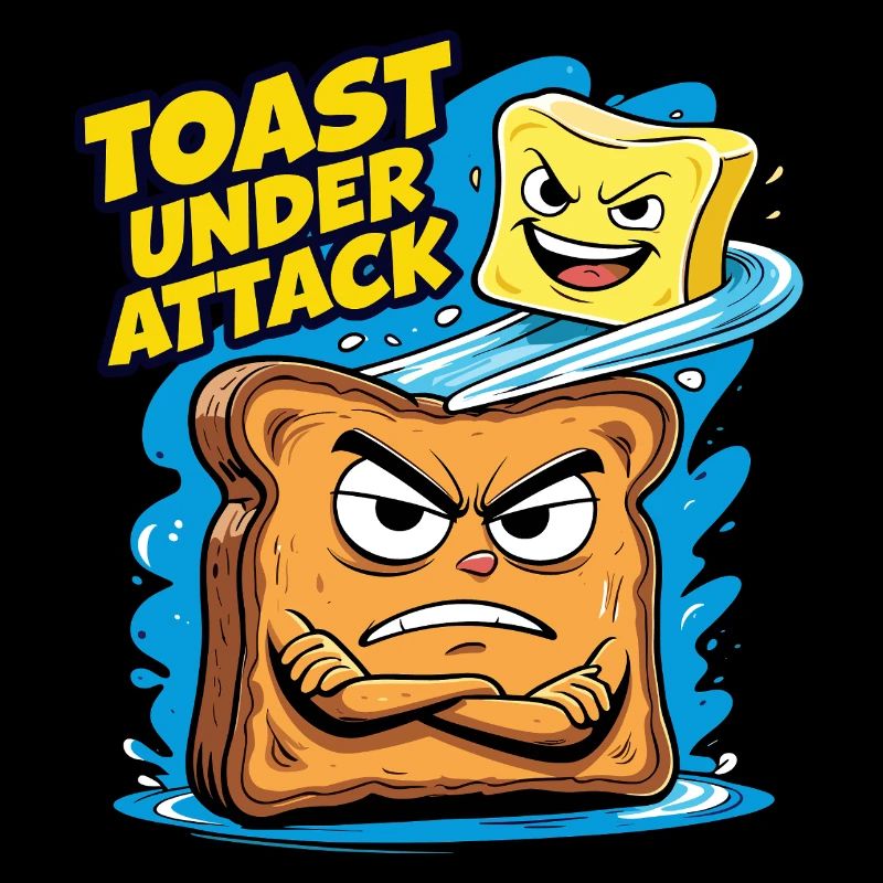 Toast Under Attack - Conception de dessin animé amusant