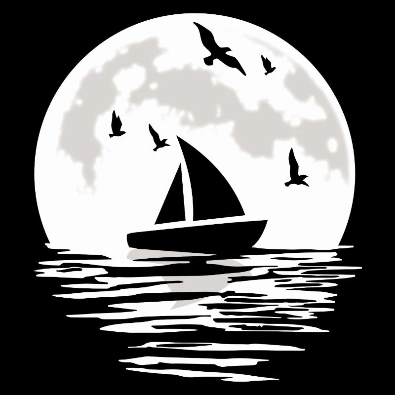 Sailing Ship Sailing Sailboat Sail Moon Gift