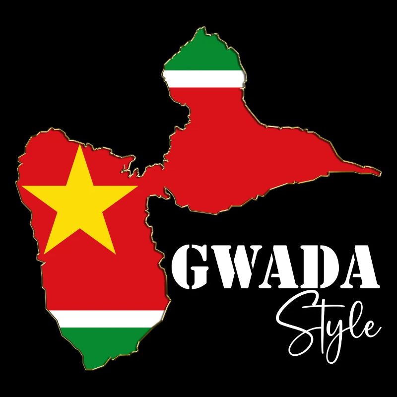 Gwada Style Map Guadeloupe Flag