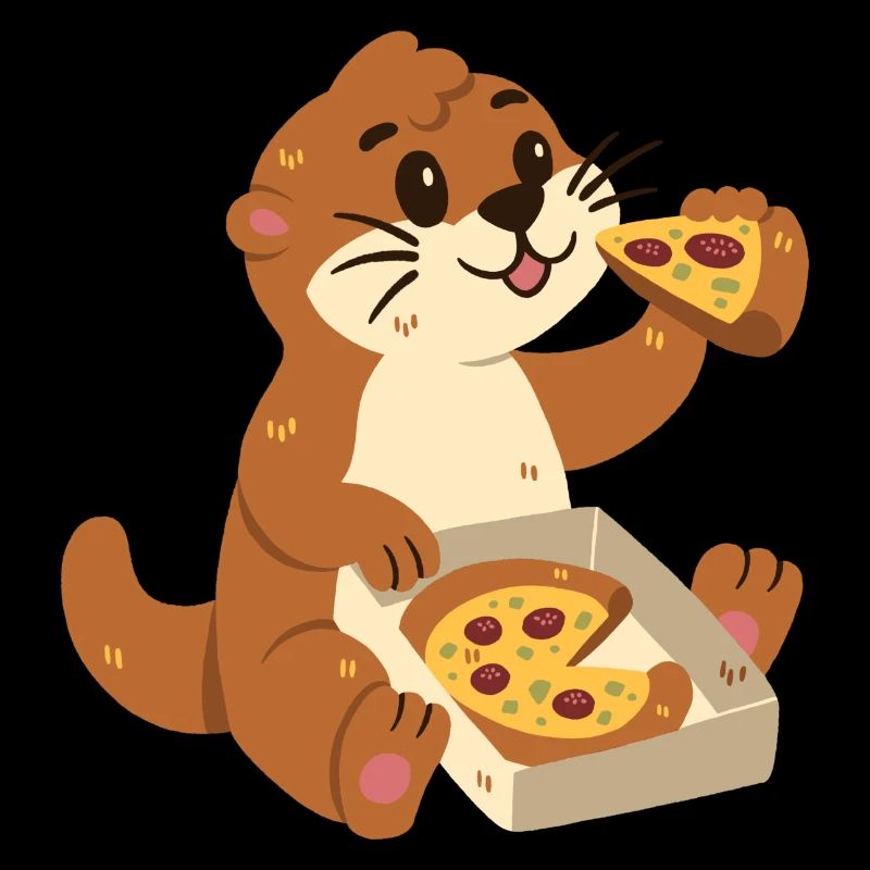 Otter with pizza