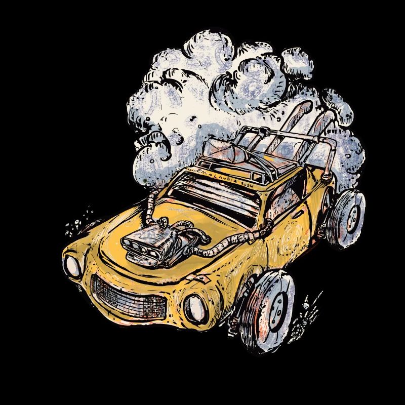 Das gelbe Auto auf der Flucht