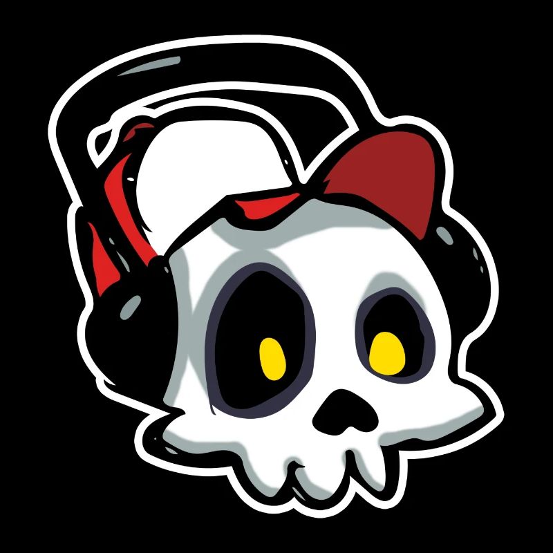 Scull mit Kopfhörern (Schlaganfall)