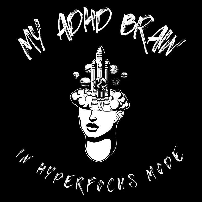 Cerveau TDAH en mode hyperfocus drôle de nerd tech