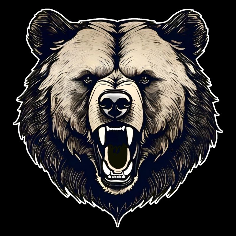 Stolzer brüllender Bär im Retro Style