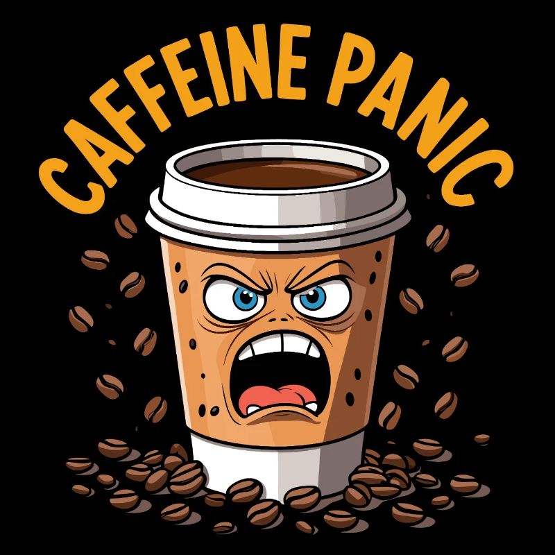 Caffeine Panic - Fun Coffee Cup Design