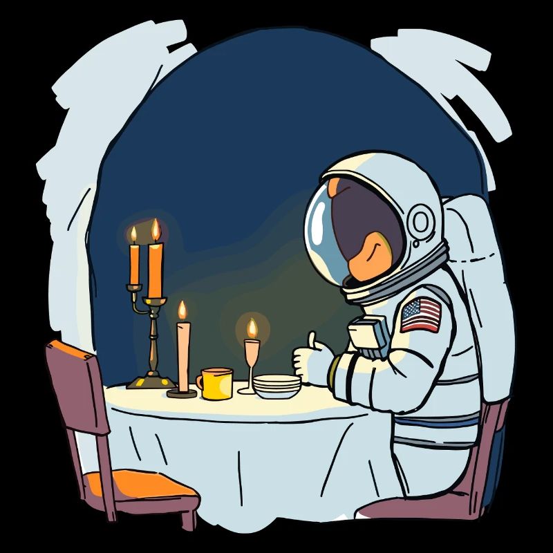 Astronaut at candlelight dinner