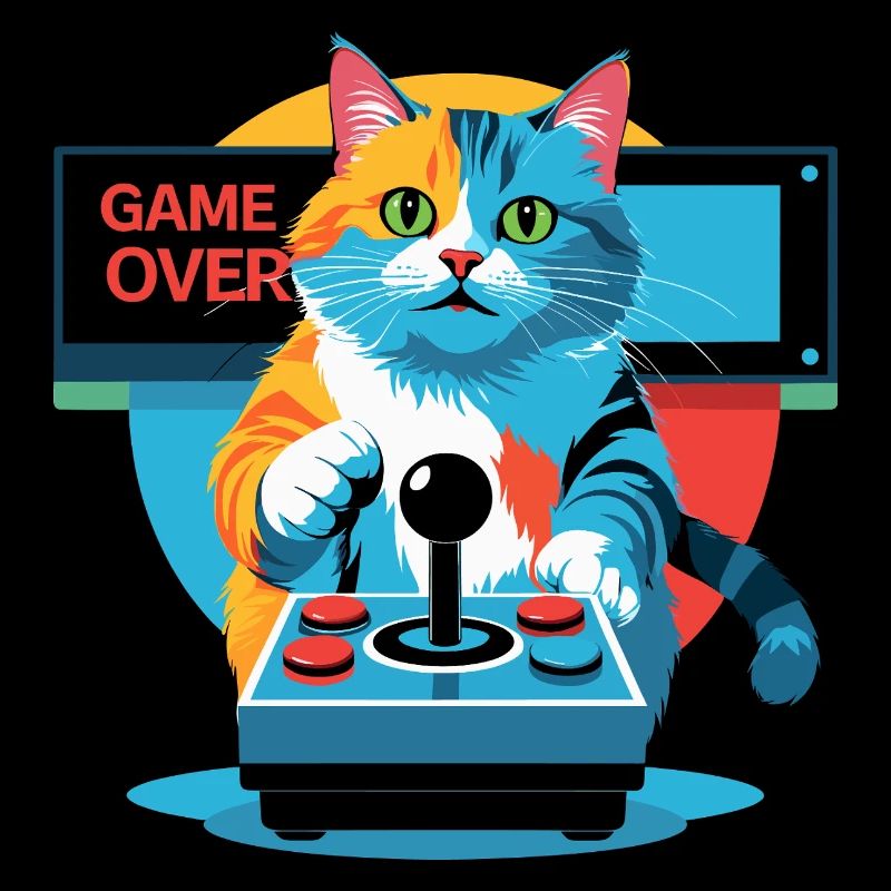 Chat Gamer rétro avec style arcade