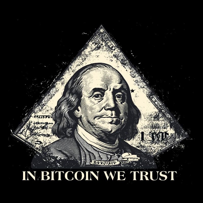 Bitcoin we trust Benjamin Franklin Dollar BTC