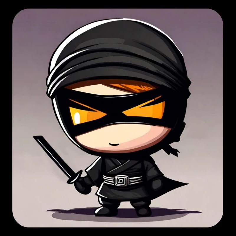Mignon petit ninja avec épée katana