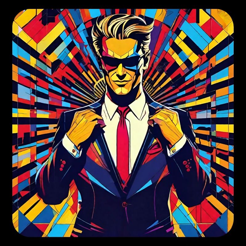 Macho man with suit and tie in retro style