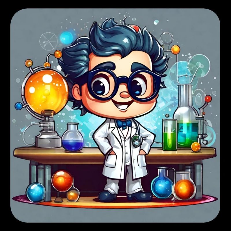Cute professor with glasses in lab