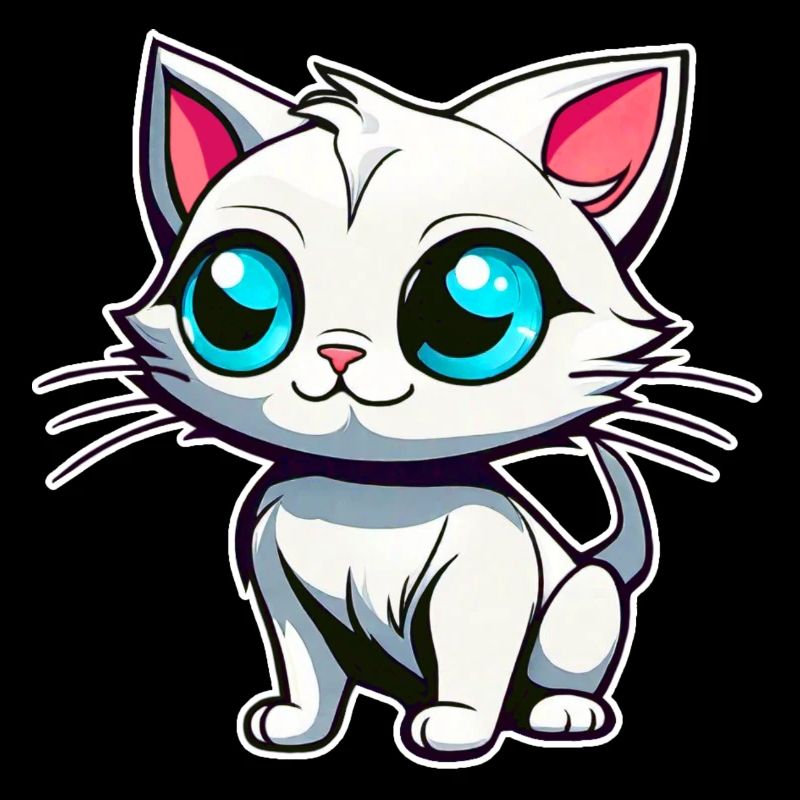 Chat blanc mignon aux yeux bleus