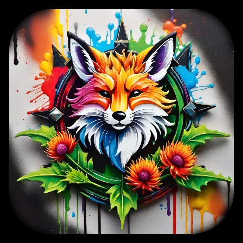 Logo mit Fuchs und Blumen im Grafitti Style