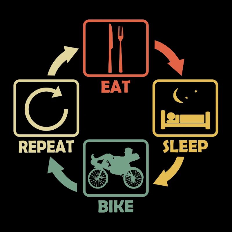 Vélo couché Transat Vélo couché Eat Sleep Proverbe Retro