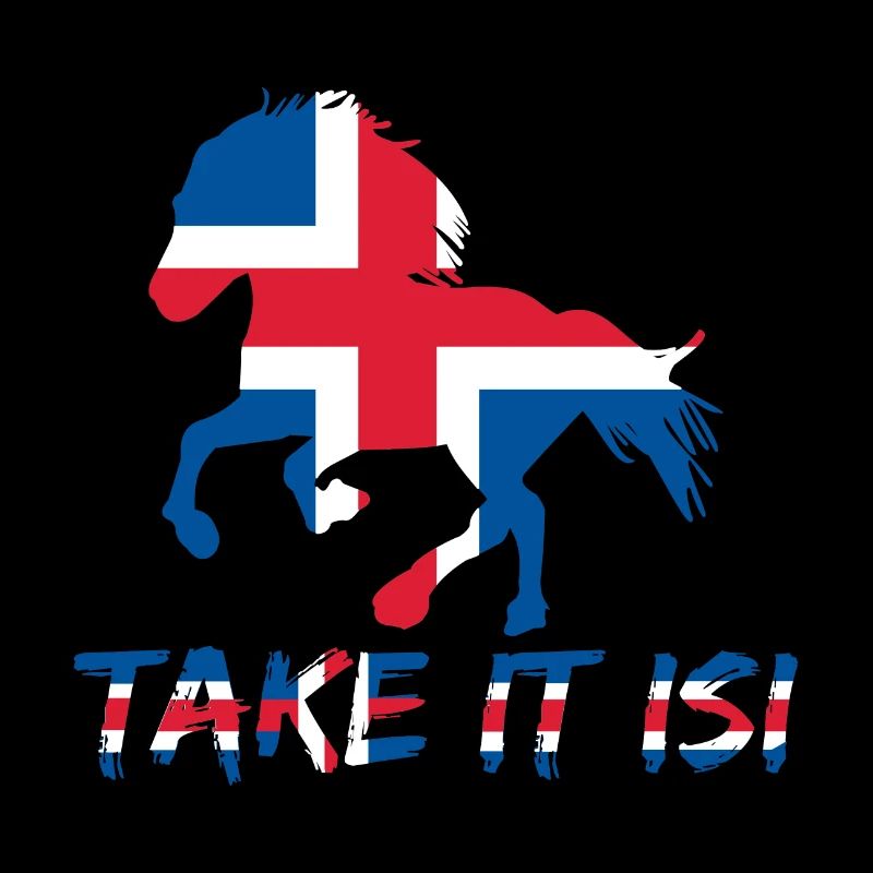 Cheval islandais Take it Isi disant drapeau