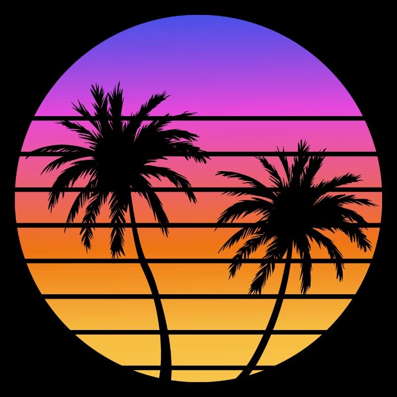 Palmen Sonneuntergang Synthwave