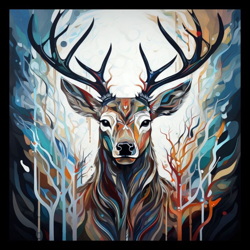 Cerf abstrait coloré