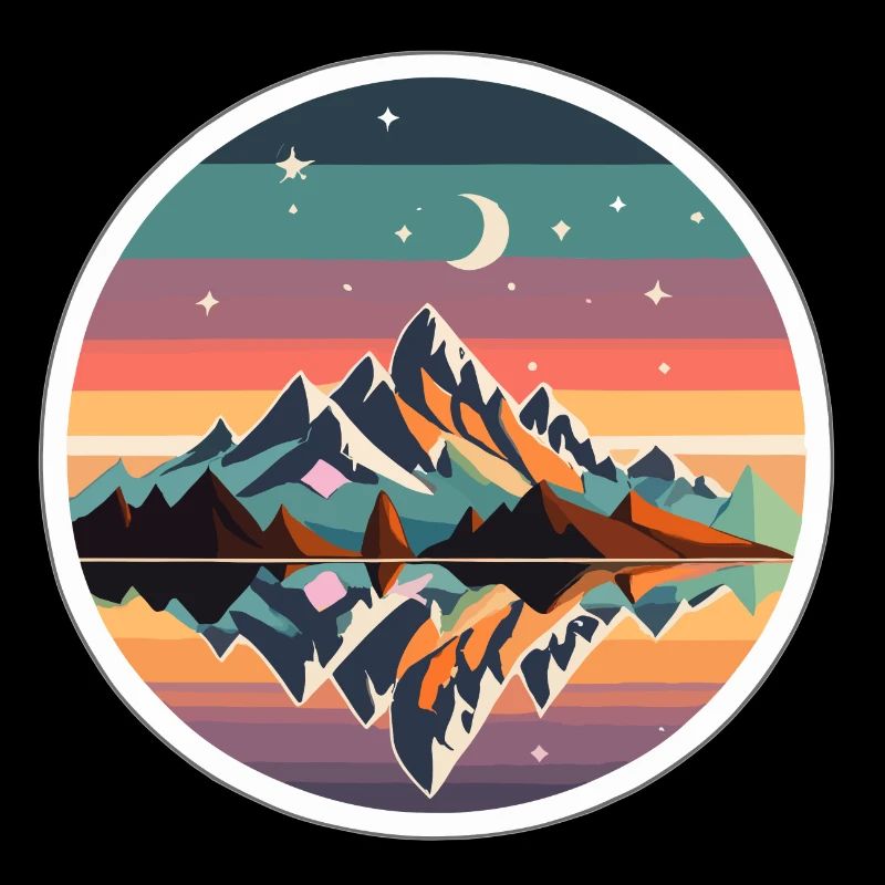 Retro Sunset Mountain