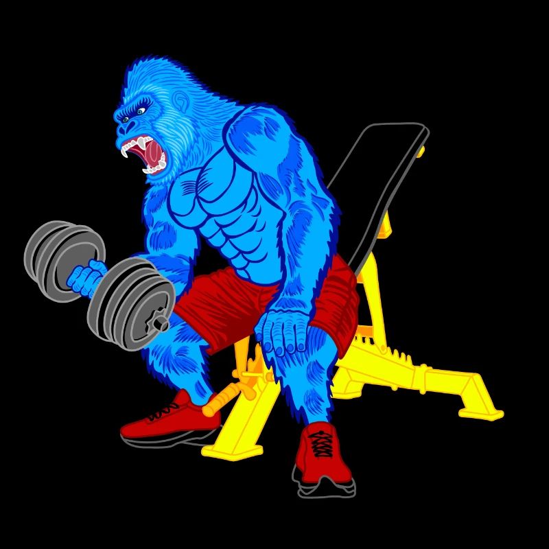 Monkey, Gorilla, Bodybuilder Monkey, Comic, Fitness