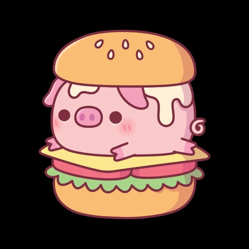 Cochon mignon dans un hamburger drôle