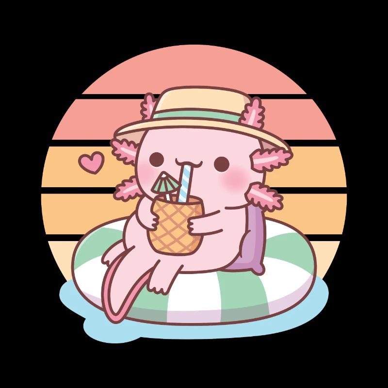 Cute Axolotl Chilling On Pool Float Summer Vibes