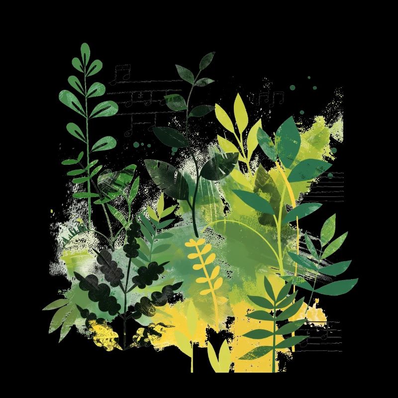 Plantes et musique - Impression de mode de haute qualité
